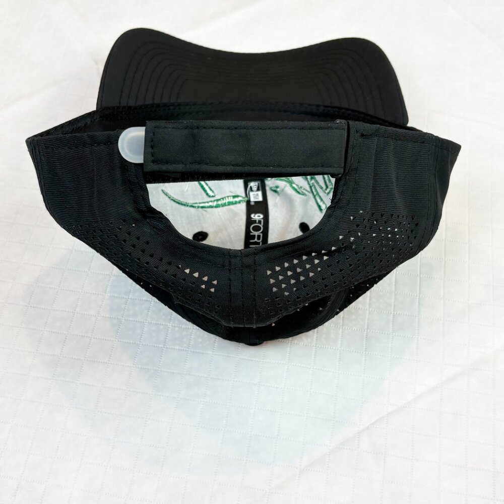 New Era 9FORTY black adjustable trucker hat with green embroidered word "Faith" - Picture 5 of 12